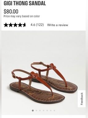 Sam Edelman Gigi Thong Sandal in Brown/Tan Leather